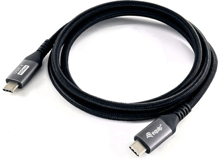 Equip USB-C apa - USC-C apa 4.0 Adat és töltő kábel - Fekete (1.2m)
