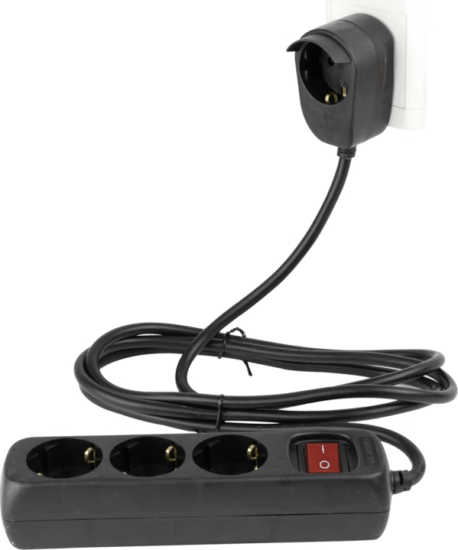 REV 220V Túlfeszültség védő elosztó 3+1 aljzatos 5m - Fekete