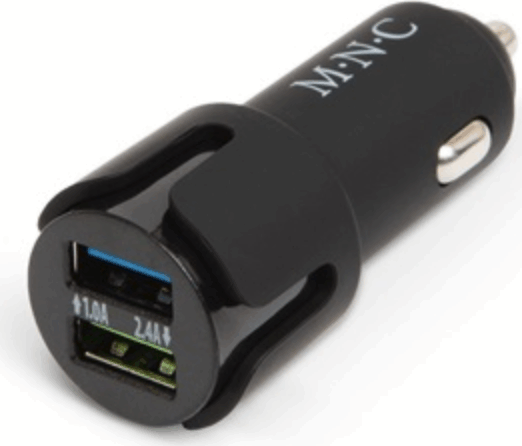 M.N.C, 54931BK 2x USB-A Autós Töltő - Fekete (5V / 2,4A)