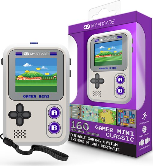 My Arcade Gamer Mini Classic 160in1 Szürke&Lila hordozható Retro Játékkonzol