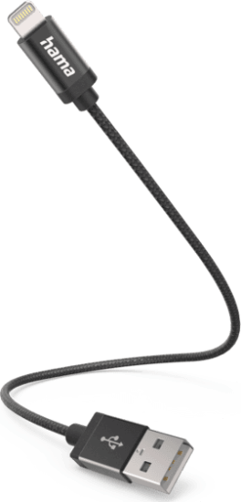 Hama 201578 USB-A apa - Lightning apa 2.0 iPhone Töltőkábel - Fekete (0,2m)
