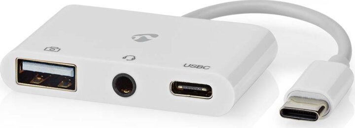 Nedis CCGB64790WT01 USB-C apa - USB/USB-C/Jack 3.5mm anya Adapter