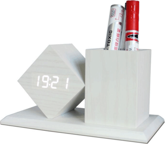TOO PHC-330-W Digitális óra Írószertartóval - Fehér