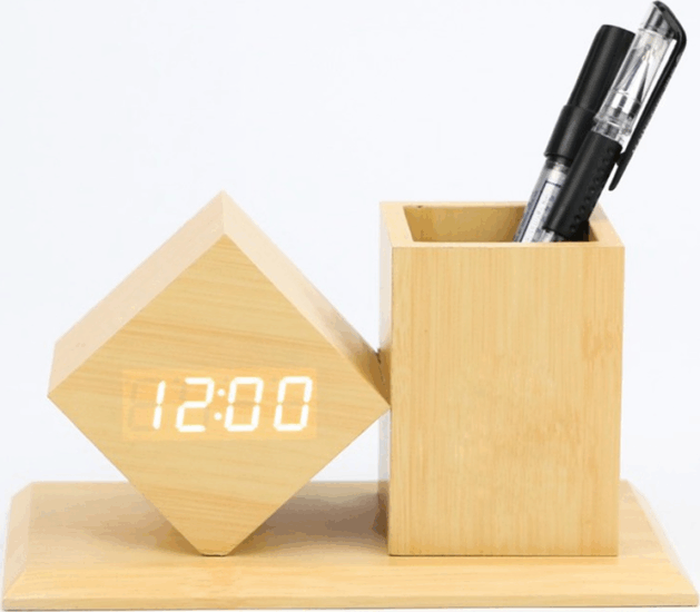 TOO PHC-330-LB Digitális óra Írószertartóval - Világos barna