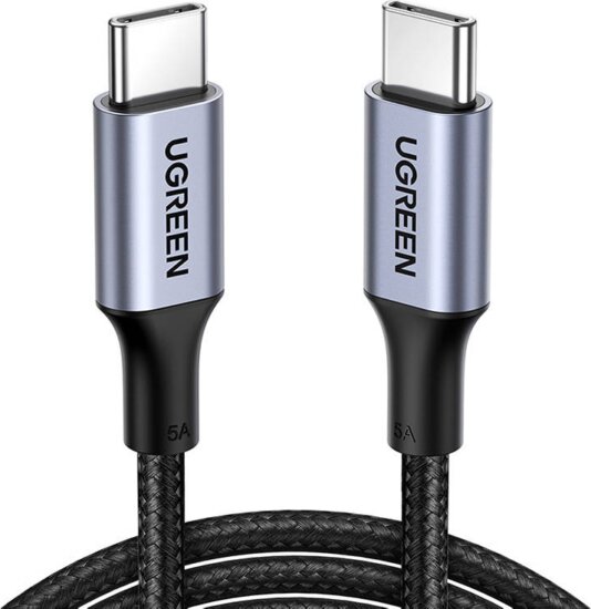 Ugreen US316 USB-C apa - USB-C apa 2.0 Adat és töltőkábel - Fekete (0.5m)