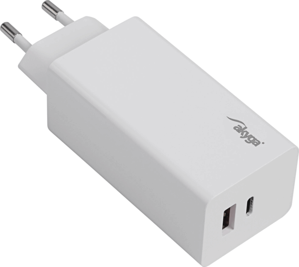 Akyga AK-CH-20 USB-C / USB-A Hálózati Gyorstöltő Adapter 100W - Fehér