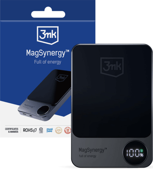 3mk MagSynergy Powerbank 10000mAh (3A / 5-12V) - Fekete
