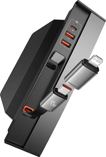 Baseus T-Space for Tesla Autós töltő 3A (4x USB) Fekete Baseus T-Space for Tesla Autós töltő 3A (4x USB) Fekete