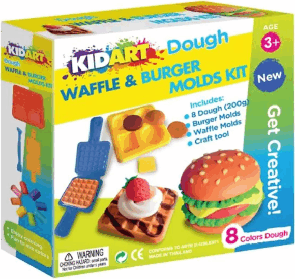 Kid Art: Hamburger és gofri gyurma készlet - 8 színű Kid Art: Hamburger és gofri gyurma készlet - 8 színű