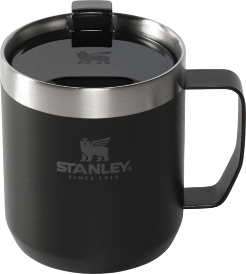 Stanley Camp Mug 350ml BPA Mentes Dupla Falú Acél Bögre Ivófunkciós Fedéllel - Fekete
