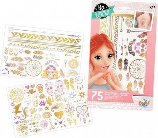 Edu Toys BUKI: Lemosható metál tetoválás szett lányoknak (75 darabos)