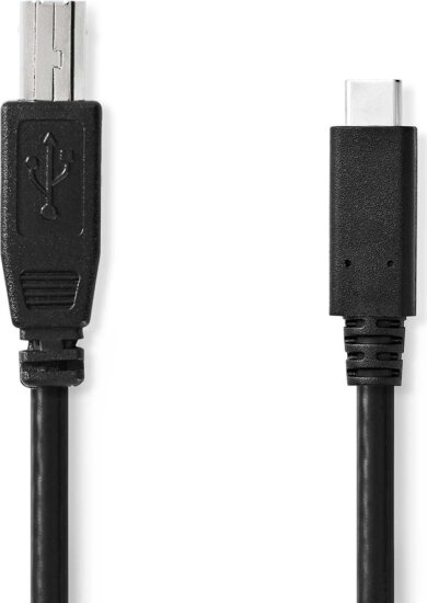 Nedis USB-C 2.0 apa - USB-B 2.0 apa kábel - Fekete (1m)