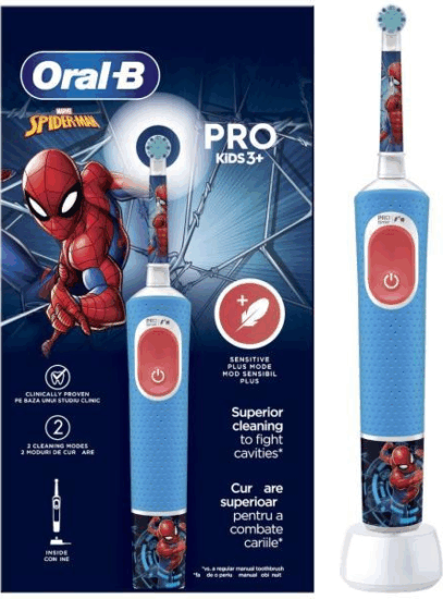 Oral-B Vitality Pro Kids Spiderman Elektromos fogkefe - Kék/Piros