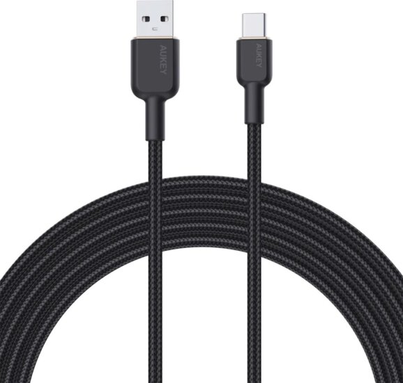 AUKEY CB-NAC1 USB-A apa - USB-C apa 2.0 Adat és töltőkábel - Fekete (1m)