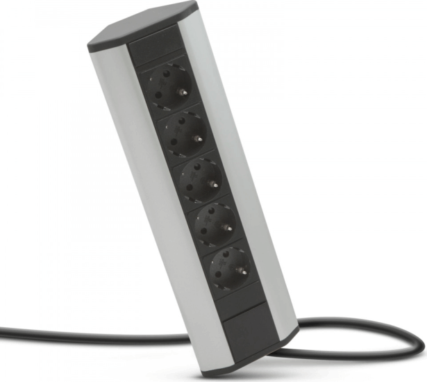 Delight 20482 elosztó 5 aljzatos 1.5m - Fekete/Szürke