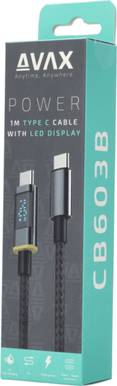 Avax CB603B USB-C apa - USB-C apa töltő/adat kábel - Fekete (1m)