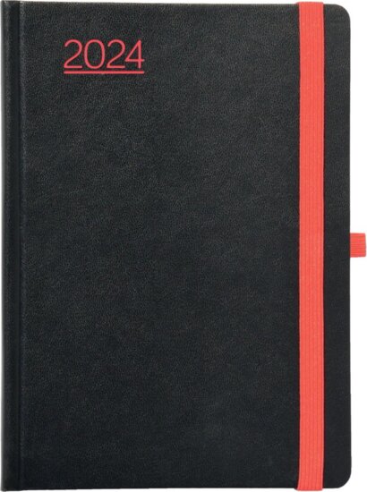 Kalendart NO12 Nero B6 2024 Heti határidőnapló - Fekete/piros