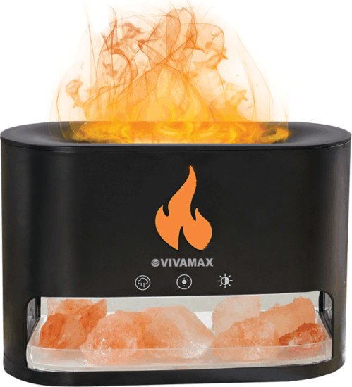 Vivamax GYVH55 Flame Aromadiffúzor sókristályokkal - Fekete