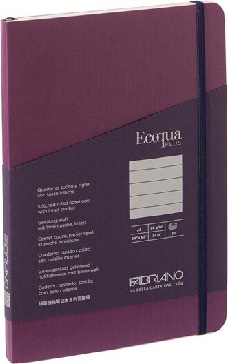 Fabriano Ecoqua Plus 80 lapos A5 vonalas notesz - Lila