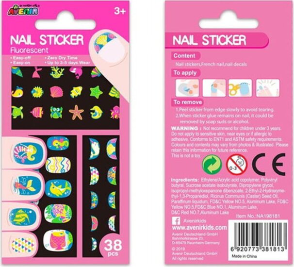 Avenir körömmatrica szett - Fluoreszkáló