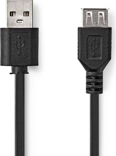Nedis CCGL60010BK20 USB-A apa - USB-A apa 2.0 Adat és töltő kábel - Fekete (2m)