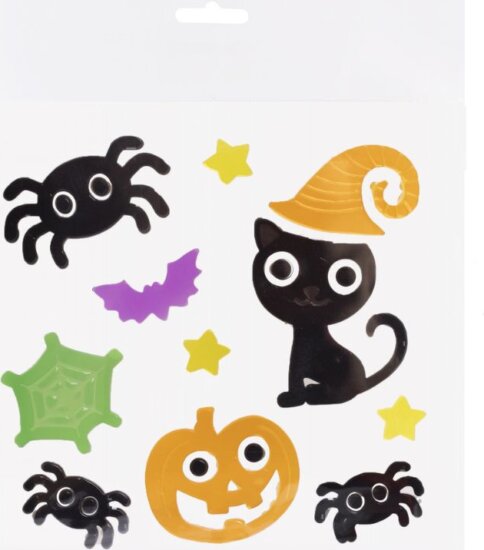 Ablakzselé szett - Fekete macska és Halloween tök Dekoráció