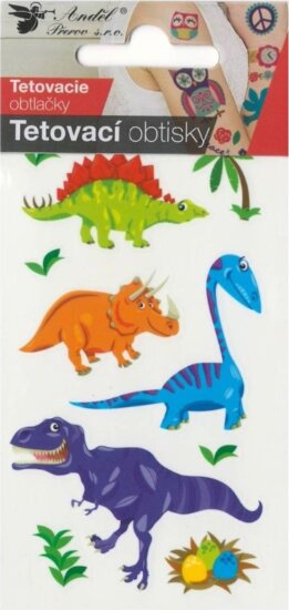 Lemosható tetováló matrica - Vidám kis dinók Lemosható tetováló matrica - Vidám kis dinók