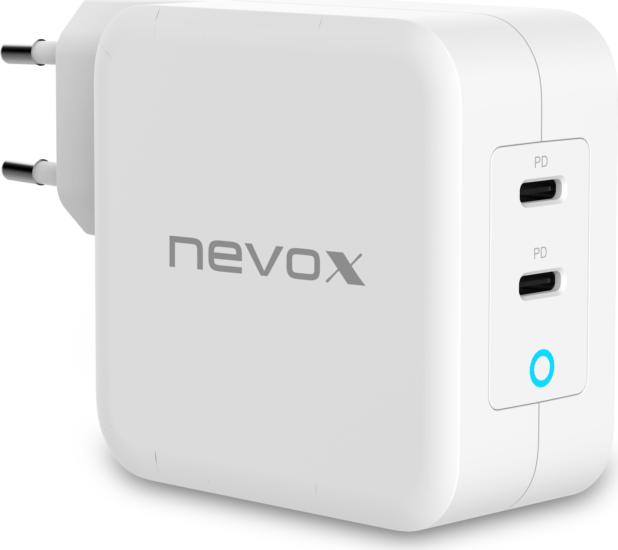 Nevox 1918 GaN 2x USB Type-C Hálózati töltő - Fehér (100W) Nevox 1918 GaN 2x USB Type-C Hálózati töltő - Fehér (100W)