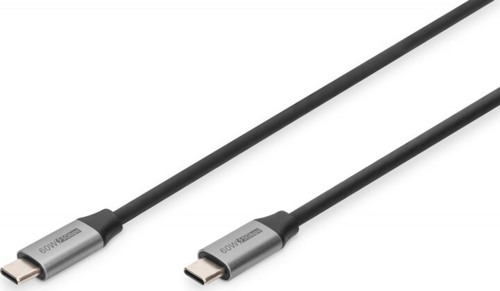 Digitus DB-300220-010-S USB-C apa - USB-C apa 3.0 Adat és töltőkábel - Fekete/Szürke (1m)