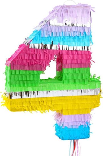 4-es szám formájú pinata - 35 x 7,5 x 50 cm