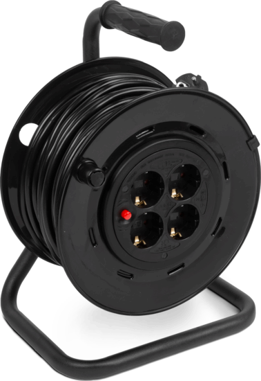 Delight 20240 250V Kábeldob 4 aljzatos 25m - Fekete