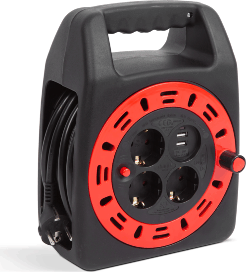 Delight 20241 250V Kábeldob 3 aljzatos 15m - Fekete/Piros Delight 20241 250V Kábeldob 3 aljzatos 15m - Fekete/Piros