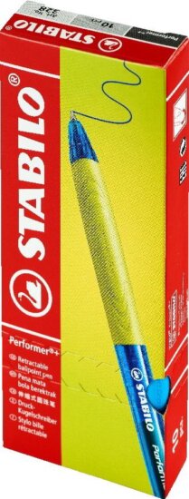 Stabilo Performer+ Nyomógombos golyóstoll készlet 10 db - 0.38mm / Kék