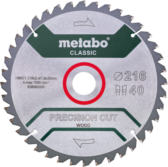 Metabo 628060000 Precision Cut Wood Classic Z40 Körfűrészlap - 216x30