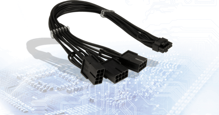 Inter-Tech 88885615 12+4pin - 3x8pin PCIe 34cm Adapter kábel