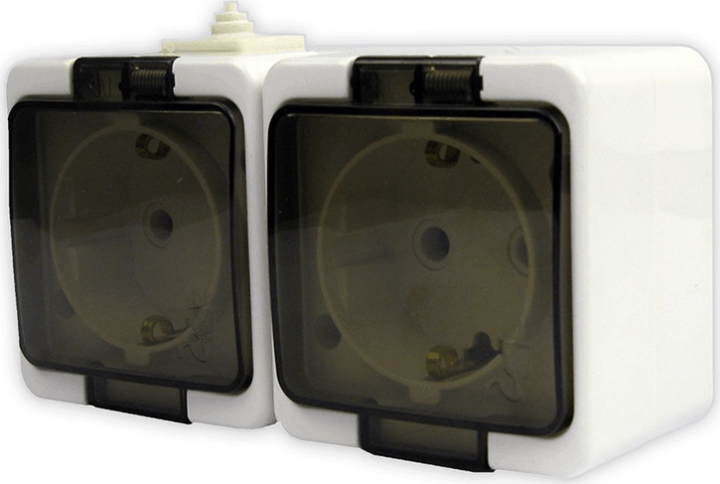 Anco 321346 Junior 2-es Fali Átlátszó csapófedeles aljzat - Fehér