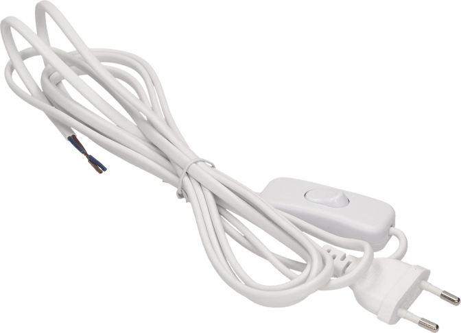 Anco 321333 250V Hálózati tápkábel + kapcsoló 2m - Fehér