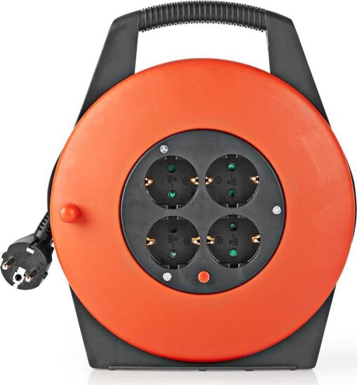 Nedis PECCR10 230V Hosszabbítós kábeldob 4 aljzatos 10m - Fekete/Narancssárga