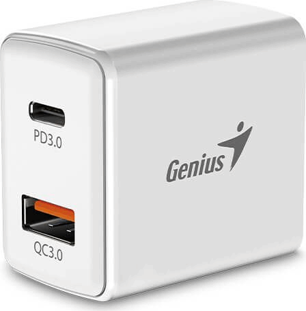 Genius PD-20AC 1x USB Type-C / 1x USB Type-A Hálózati töltő - Fehér (20W)