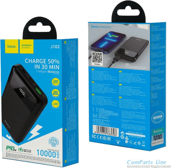 Hoco J102 Powerbank 10000mAh (3A / 5V) - Fekete Hoco J102 Powerbank 10000mAh (3A / 5V) - Fekete