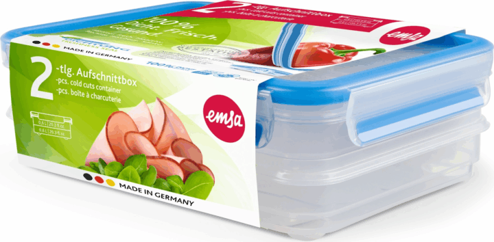 Emsa 513576 CLIP & CLOSE Műanyag ételtároló készlet 0,6L (2 db)