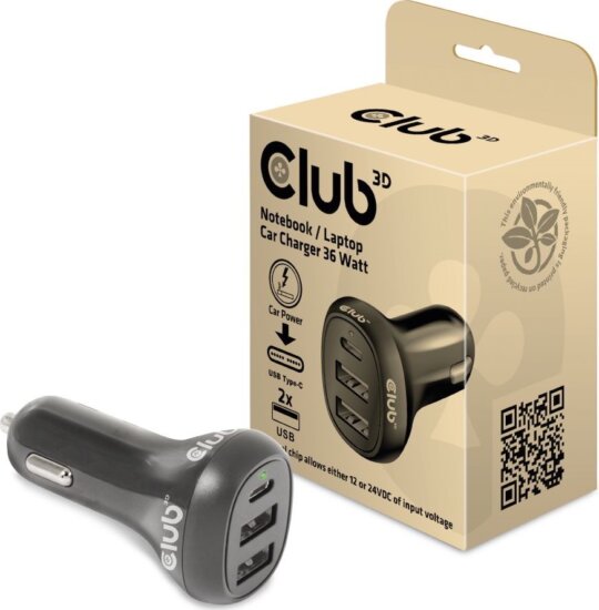 Club3D CAC-1921 Autós töltő 3A (3x USB) Piros