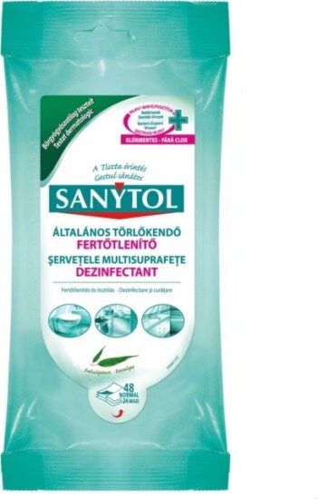 Sanytol Fertőtlenítő Nedves törlőkendő - 72db