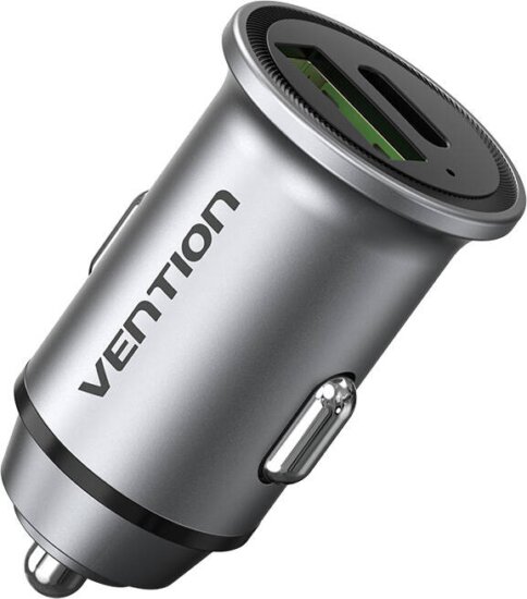 Vention FFBH0 1x USB Type-A / 1x USB Type-C Autós töltő - Szürke (20W)