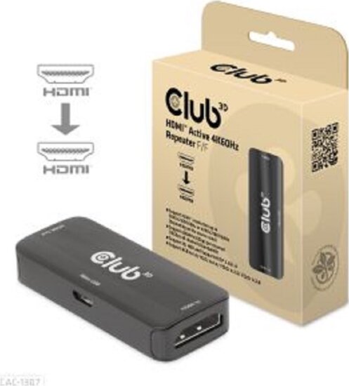 Club3D CAC-1307 HDMI 4K60Hz aktív Jelerősítő Repeater 5m - Fekete
