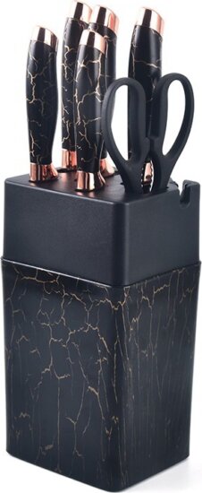 Iris KT-015-BK Konyhai kés készlet 7 darabos - Márványos tartóval Iris KT-015-BK Konyhai kés készlet 7 darabos - Márványos tartóval