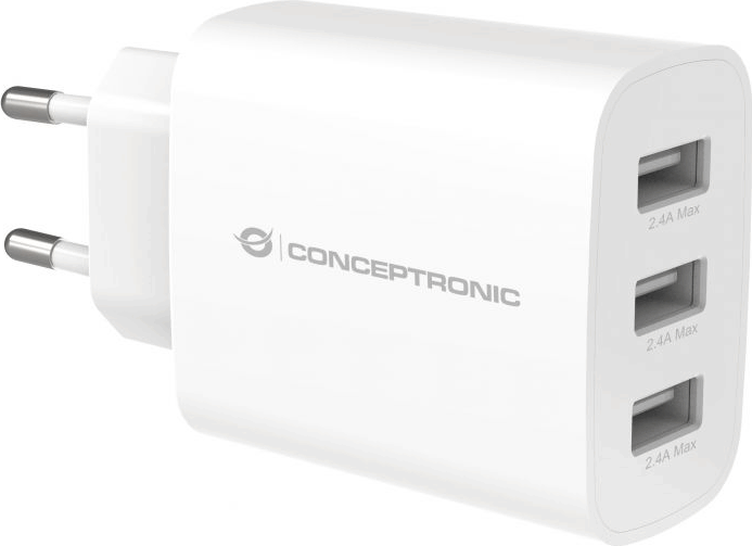 Conceptronic ALTHEA13W 3x USB-A Hálózati Gyorstöltő Adapter 30W - Fehér