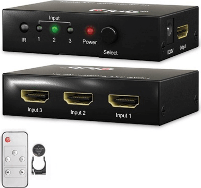 Club3D CSV-1381 HDMI 3-port Switch távirányítóval Club3D CSV-1381 HDMI 3-port Switch távirányítóval
