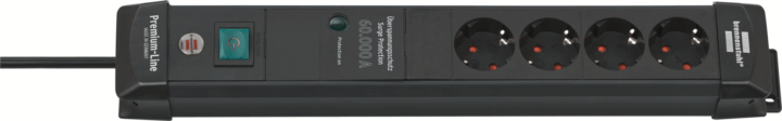 Brennenstuhl Premium-Line Túlfeszültség védő elosztó 4 aljzatos 1,8m - Fekete