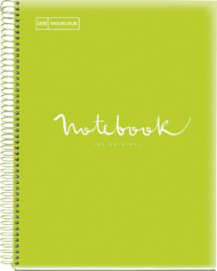 Miquelrius Emotions 5x24 lapos A4 kockás spirálfüzet - Lime